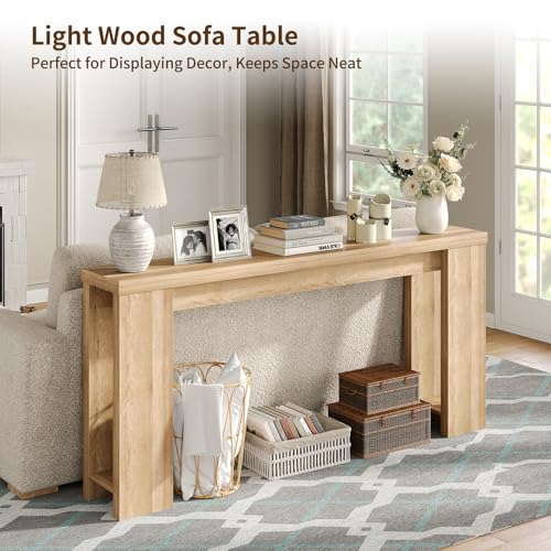 FUSOU 70.9'' Long Console Table, Sofa Table Behind The Couch, Farmhouse Entryway Table for Entryway, Living Room, Foyer, Hallway - color: Oak