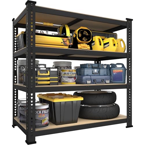 PrimeZone 40" W x 20" D x 59" H Heavy Duty Storage Shelves, 4 Tier Adjustable Garage Shelving Unit, Metal Organizer Shelf Utility Rack for Warehouse Pantry Closet Kitchen, Black - size: 40"W x 20"D x 59"H