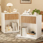 Modern Fluted Nightstand Set of 2 for Bedroom, Mid Century Bedside Table with Drawer & Open Shelf, Wood End Table, Farmhouse Night Stand for Home, Hallway, Office, White - color: White