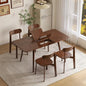 47’’-63’’ 100% Oak Extendable Dining Table and Chairs Set of 4, Solid Wood Folding Kitchen Table, Mid Century Modern Dinner Table for Kitchen, Apartment, Living Room (Walnut, 63''+4Chairs-HSA) - color: Walnut, size: 63''+4Chairs-HSA