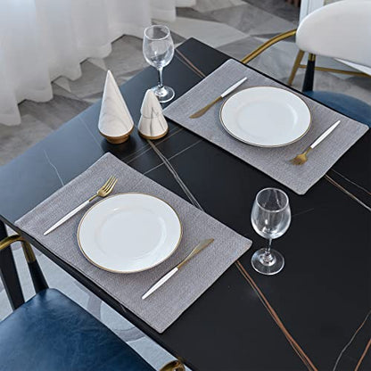 4 Piece 12 x 18 inch Soft Faux Linen Place Mats Heat Resistant Dining Table Place Mats Cloth Kitchen Table Mats 12x18 Grey - color: Gray, size: Rectangular Placemats 12" x 18"