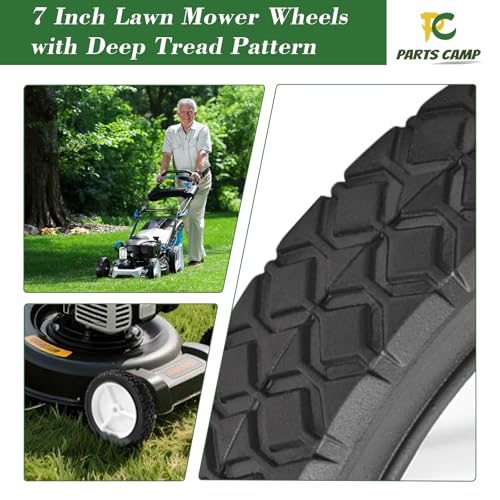 Parts Camp 7 inch Wheels Replace Oregon 72-107, Universal Wheel 9611 with 1/2" Axle Bore For Radio Flyer Wagon, Garden Cart, Hand Truck, BBQ Grill, Push Mower,Utility Cart (2 Pack) - size: 7-Inch