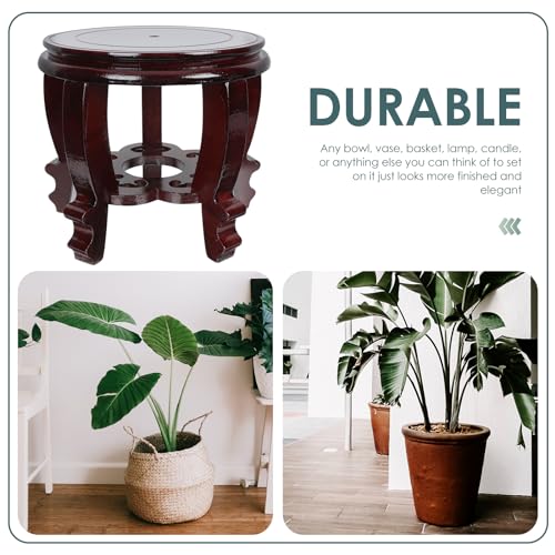 Hemoton Wooden Planter Stand Oriental Style Plant Stand Plant Holder Stool Chinese Display Pedestal Fishbowl Vase Aquarium Table Lamp Teapot Stand for Home Patio
