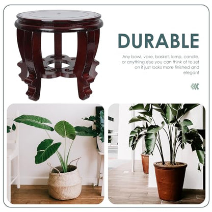 Hemoton Wooden Planter Stand Oriental Style Plant Stand Plant Holder Stool Chinese Display Pedestal Fishbowl Vase Aquarium Table Lamp Teapot Stand for Home Patio