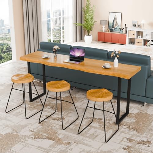 Space-Saving 55'' Industrial Bar Table: Narrow Counter-Height Wood Console for Behind Couch, Modern Kitchen & Living Room Pub Table - size: 55.1IN/140CM