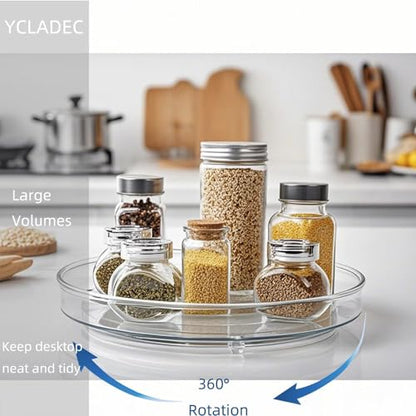 2 Pack Lazy Susan 9.25" Inch Turntable Organizer Pantry Organization and Storage Container Bins Spice Rack Cabinet Rotating Condiment for Pantry Kitchen Vanity Bathroom Jewelry Holder Clear - size: 9.25 inch 2Pack