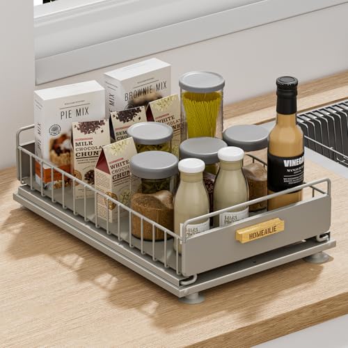 Under Sink Organizer, Single Tier Metal Pull Out Sliding Drawer Shelf for Kitchen Bathroom Cabinet Storage, Sturdy Rack – Gray - color: Gray, size: 1 Pack Single Layer