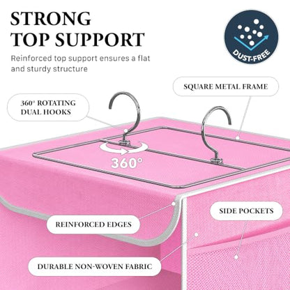 Simple Houseware 6 Shelf Hanging Closet Organizer, Pink - color: Pink, size: 6 Shelf