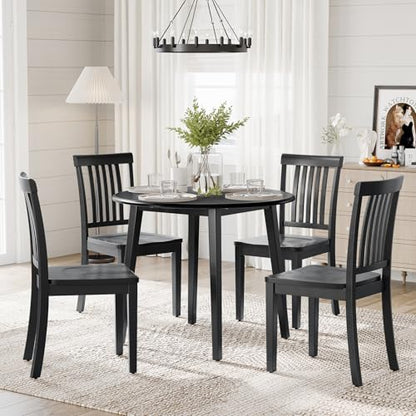 COLAMY Wooden Dining Chairs Set of 6, Farmhouse Dining Room Chairs, Windsor Spindle High Back Side Chairs, Armless Rubberwood Kitchen Table Chairs, Black - color: Black, size: Set of 6