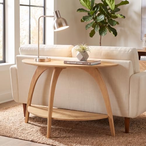 Martin Svensson Home LAX Mid Century Wood Sofa Console Table, Blonde | Retro Modern, Half-Moon Table with Lower Shelf, for Living Room or Entryway - color: Blonde