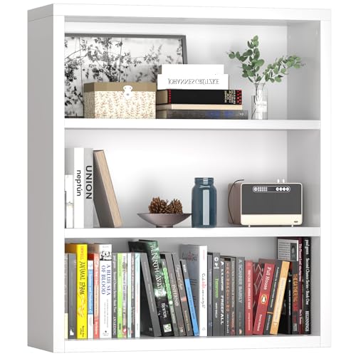 furtble 3-Tier Bookshelf, 36.4''H Wood Bookcase with Closed Back, Sturdy Modern Display Storage Shelf for Living Room, Home Office, or Study, White - size: 3-Tier-30.7W