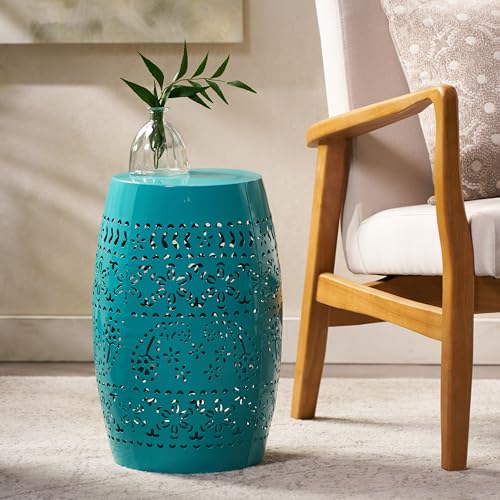Christopher Knight Home Ruby Outdoor 12" Iron Side Table, Teal - color: Teal