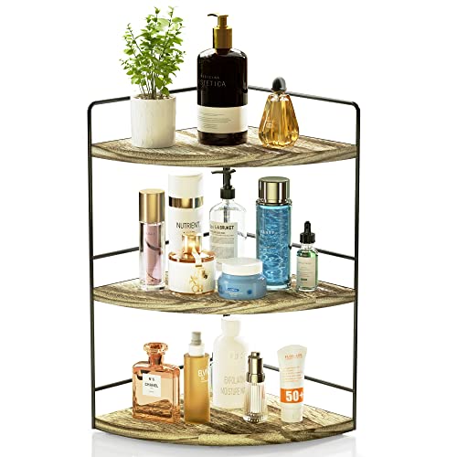 ZGO 3-Tier Bathroom Organizer - Countertop & Corner Organizer, Makeup & Skincare Storage, Kitchen Counter Shelf - Wood - color: Wood, size: 3-Tier