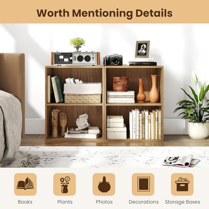 Giantex 2-Cube Bookshelf, 2-Layer Storage Shelf Bookcase w/Large-Capacity Open Storage Space for Living Room Bedroom Study Office, Multi-Functional Furniture Display Cabinet, Natural | Display Shelf with Open Storage Space for Living Room, Home Office, Mu