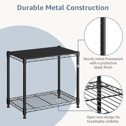 DUMOS 2-Tier Metal Storage Shelves, 23" W Wire Adjustable Standing Storage Rack Shelf, Heavy Duty Steel Shelving Unit Organizers for Kitchen Bathroom Pantry Garage, 23.3" Wx13.4 Dx22 H