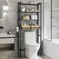 VASAGLE BARNET Collection - Over the Toilet Storage, Over Toilet Bathroom Organizer with Adjustable Shelves and Basket, 3 Hooks, Space Saving, 9.4 x 23.6 x 68.1 Inches, Ebony Black UBTS114BE01S - color: Ebony Black, style: 4 Tiers (68.1" H)