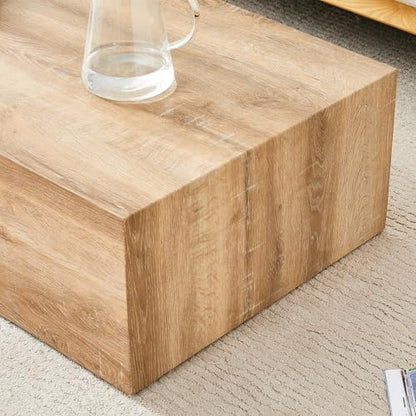 39"Rectangular Compact Coffee Table,Small Cube End Table,Modern Side Table with Stylish Wood Grain Pattern,Minimalist Accent Table for Living Room,Office,Apartment,Nightstand(Light Wood,39") - color: Light Wood,39"