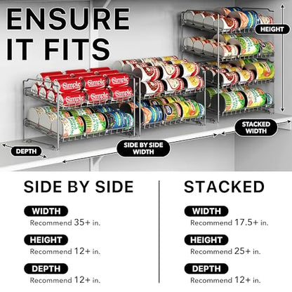 Simple Houseware 2 Tier Stackable Can Rack, Silver, 2 Pack - color: Silver