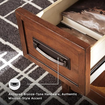 Signature Design by Ashley Breegin Narrow Sofa Side End Table, Brown, 13" - color: Brown