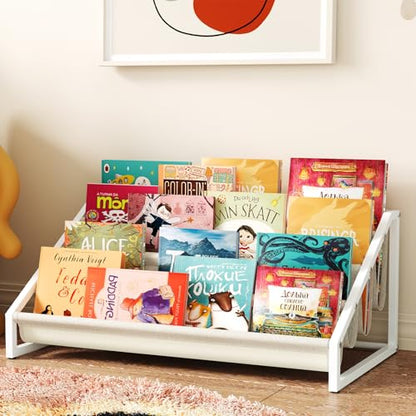 Aokitsink Toddler Bookshelf,Montessori Bookshelf,Bookshelves for Toddlers and Nursery,4 Tier Baby Bookshelves for Kids Rooms,Nursery,Playroom,Baby Room, Small Children Classroom - color: Off-white