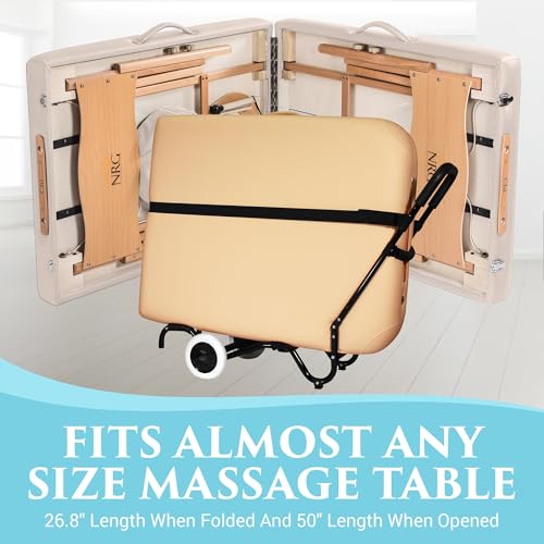 Sporty Massage Table Cart by NRG - Portable Massage Table Carrier Trolley with Rubber Wheels, Telescoping Handle and Strap - Fits All Brands - Sturdy, Light, Durable - Fully Assembled, Ready to Use