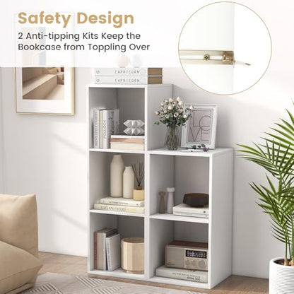 3 Cube Storage Organizer, 3 Tier Floor Standing Bookcase, Small Bookshelf for Small Spaces, Wooden Open Display Shelf for Living Room, Bedroom, Study, White Bookshelf with Open Back - size: 3 Cubes