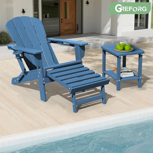 Patio Side Table, Small Rectangular HDPE Adirondack End Table for Outdoor Use in Pool, Garden, Lawn, Backyard,Navy - color: Navy