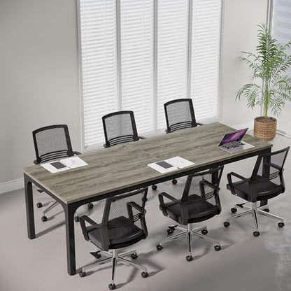 Tribesigns 6.5 FT Conference Room Table, 78.74" W x 27.56" D Large Office Conference Table, Modern Seminar Meeting Table Desk for Boardroom, Meeting Room (1, Gray and Black) - color: Gray and Black
