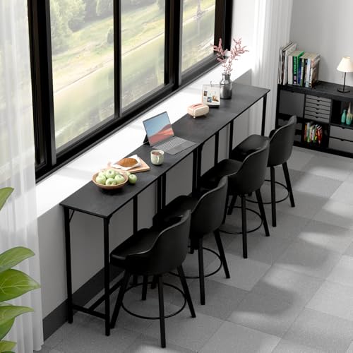 VINGLI 55 Inch Bar Table, Rectangular Counter Height Home Pub Table, Black | High Top, Multi-Scene Use for Kitchen Dining Living Room Sofa Entryway, Wooden Tabletop & Metal Base, Easy to Install - color: Black, size: 55"L