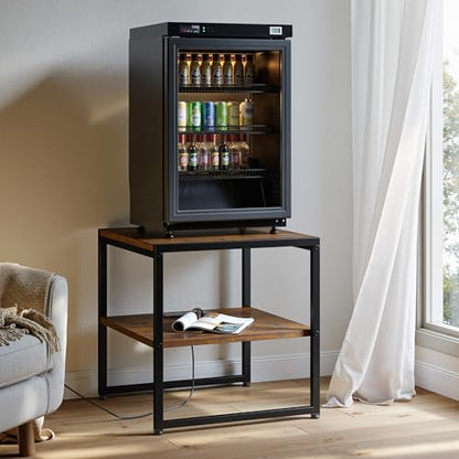 Tatub 20IN Rustic Brown End Table with Charging Station & USB Ports Outlets | Versatile Mini Fridge Table Printer Stand Nightstand for Bedroom Living Room - color: Rustic Brown