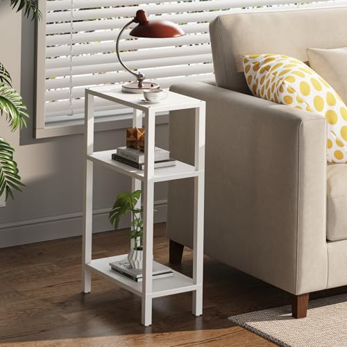 TUTOTAK Small Side Table, Narrow End Table, Skinny Sofa Table, Slim Nightstand, Couch Table, Living Room, Bed Room, White TB01BW077 - color: White, size: 3-Tier（7.9"D x 15.8"W x 26"H）