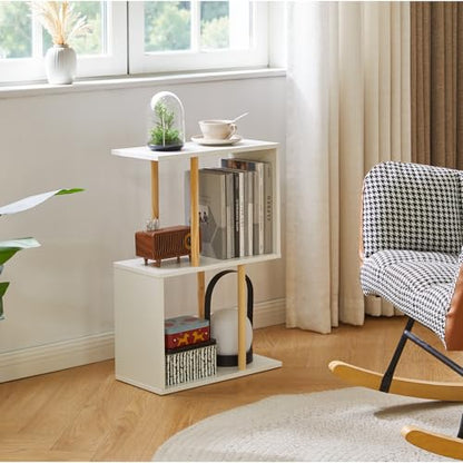Aibiju Narrow Side Table with Open Storage Shelf, S-Shaped End Table, 3-Tier Nightstand, 23 inches High, Sofa Table for Small Spaces, White Side Table YD-ST003W - color: White