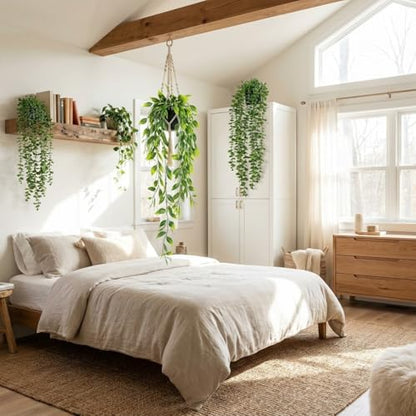5 Pack Fake Plants - Artificial Hanging Plants & Small Potted Faux Eucalyptus Fern Ivy, UV Resistant Maintenance-Free, for Shelf Wall Desk Home Office Bathroom Indoor Outdoor Decor - size: 5-pack-5in1