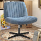 OLIXIS Criss Cross Chair, Vanity Chair, Home Office Desk | Height Adjustable, Comfy Fabric, Armless Wide Seating for Bedroom Student Study Room, Blue No Wheel - color: Blue No Wheel