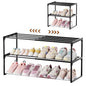 HAIXIN Expandable Shoe Rack, 2 Tier Adjustable Shoe Organizer | Stretch to Fit Your Space, Upright and Upside Down, Stack Multiple Sets, No-Tool Assembly, Fit Tight Closet, Entryway, Strudy - size: 2 Tier