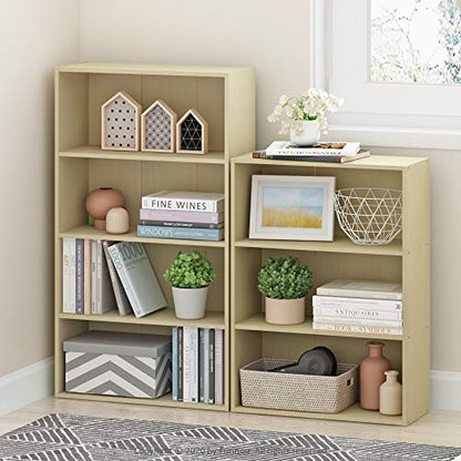 Furinno Pasir 3-Tier Open Shelf Bookcases, Steam Beech and Espresso