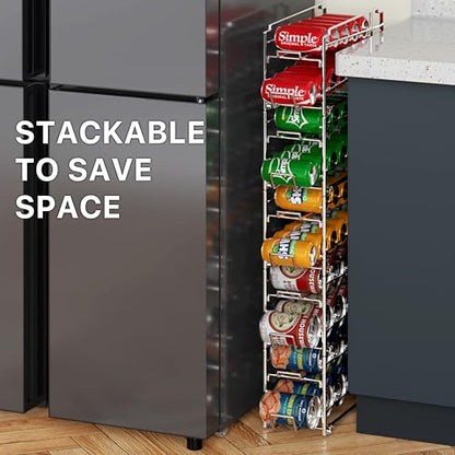 Simple Houseware Stackable Front Loading Beverage Can Dispenser Rack, Chrome - 2 Pack - color: Chrome, size: Standard