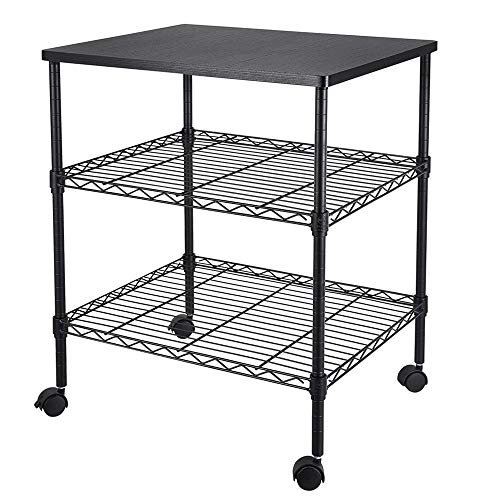 Metal Storage Shelf, Garage Storage Organization Wire Rack, Adjustable 3 Tier Wire Shelf with Desktop, Space Saving Design for Home Office, Living Room, Bedroom, 22" W x 18" D x 26" H, Black - color: Black, size: 3-tier 22.05"W x 18.11"D x 26.38"H Desktop