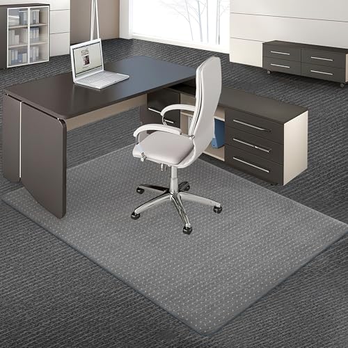 BesWin Office Chair Mat for Carpet, 48'' x 60'' Clear Floor Mat for Low and No Pile Carpeted Floors, Thick and Sturdy Carpet Protector for Work, Home, Gaming, Easy Glide and Flat Without Curling - size: 48" X 60" Rectangle
