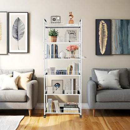 10in 6 Tier Slim Storage Cart with Wheels, Narrow Space Rolling Shelving Unit with Handle, Metal Wire Mobile Organizer Rack for Kitchen Bathroom Office Laundry - size: 10in White Cart with Handle