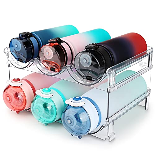 spospo Water Bottle Organizer for Cabinet, Water Bottle Storage Organizer, 2 Packs Water Bottle Storage Rack, Water Bottle Holder for Cabinet, Stackable Water Bottle Storage Rack - size: 2 Pack