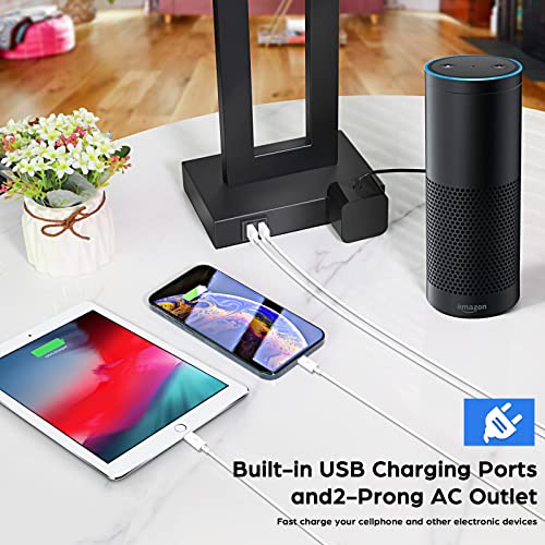 Set of 2 Modern Touch Control Table Lamps with 2 USB Ports, 22’’ Large Bedside Nightstand Lamps 3-Way Dimmable Desk Lamp With White Fabric Shade For Bedrooms Living Room Reading, 2 LED Bulbs Included | 3 Way Dimmable, White Fabric Shade, E26 Base, Desk La