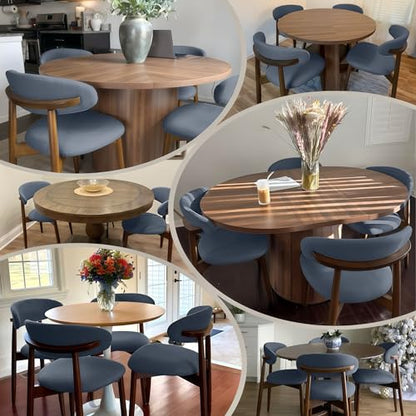 COLAMY Wooden Dining Chairs Set of 2, Modern Fabric Upholstered Dining Room Chair, Farmhouse Kitchen Side Chairs with Foot Pegs, Blue - color: Blue, size: Set of 2