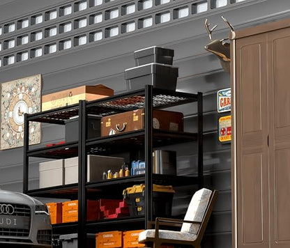 5 Tier Metal Shelving Unit, Adjustable Storage Shelves, 72" H x 35.43" W x 15.8" D Heavy Duty Garage Shelves for Warehouse, Basement, Kitchen, Pantry, Living Room, Black - size: 5T 35.43" W x 15.8" D x 72" H
