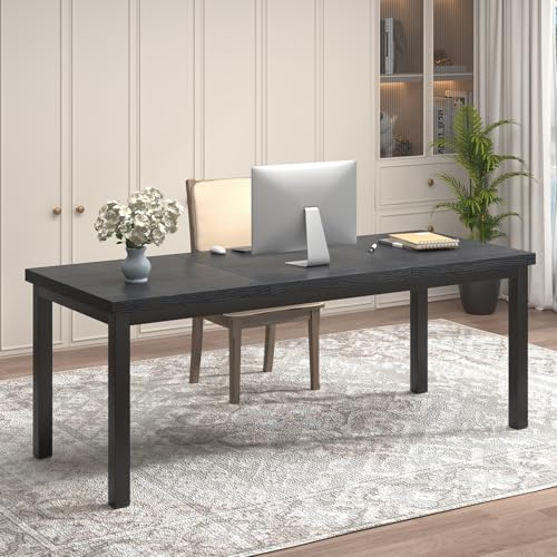 63 Inch Large Computer Desk, Modern Office Desk with Adjustable Feet, Gaming Desk with Deep Desktop, Study Writing Table for Home Office, Work from Home, Easy Assembly, Black - color: Black, size: 63x23.6inch