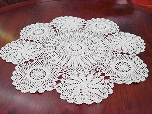 Damanni Cotton Handmade Crochet Lace Tablecloth Doilies Doily,Round,White,31 Inch - color: White, size: 31" (Round)