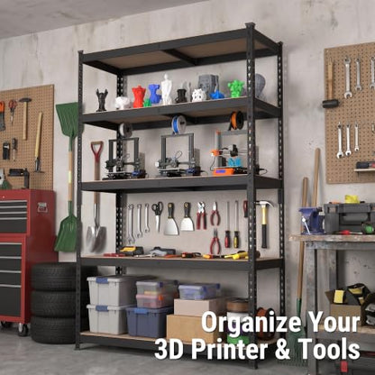 WORKPRO Shelving with MDF Board, 35-3/10”W x 17-1/2”D x 72”H, 1650LBS Load - color: Black, size: 35.3W x 17.5"D x 72"H