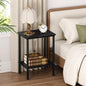 2 Tier Small Side Table, Bedside Table, Narrow Entryway Table, Bamboo End Table with Storage Shelf, Bedroom Nightstand, Mini Accent Table, Small Coffee Table, Plant Stand, Black - color: Black, size: 2 Tier