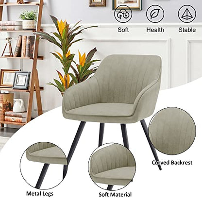 annjoe Faux Suede Accent Chair Arm Chairs Living Room Chairs Leisure Chair Upholstered Chair with Metal Legs Set of 2 for Home Kitchen Office Bistro Cafe - color: Gray Green
