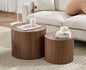 EALSON Nesting Coffee Tables Set of 2 Farmhouse Small Round End Tables Modern Wood Circle Side Table Drum Table for Living Room Small Spaces Bedroom Balcony, No Assembly, Walnut - color: Walnut